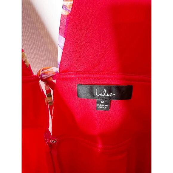 Lulus Size M Flirty Ways Hot Pink Floral‎ Flutter Sleeve Romper - Picture 5 of 13